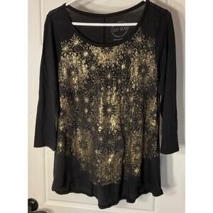 Lucky Brand Graphic Metallic Foil Circle Burst Tee M